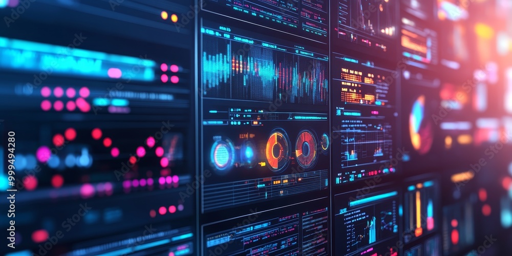 Aufkleber network monitoring tools, alerts and performance metrics being analyzed in a control room, ensuring 