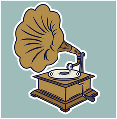 Vintage Gramophone vector illustration style