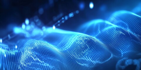 Macro shot of wireless data transmission, with signals visualized as waves moving between devices in a connected environment.