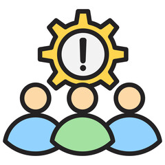 Team management icon with line color style
