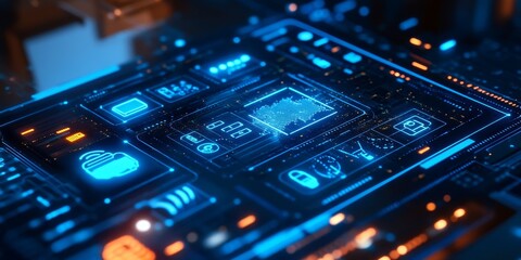Obraz premium a smart home integration interface, with multiple devices connected in a seamless IoT ecosystem, creating a unified smart experience.