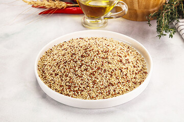 Raw dry quinoa seeds cereal
