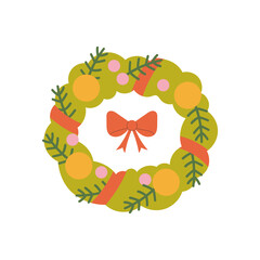 Christmas festive wreath on white background