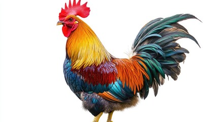 Fototapeta premium Vibrant Rooster Isolated on White Background