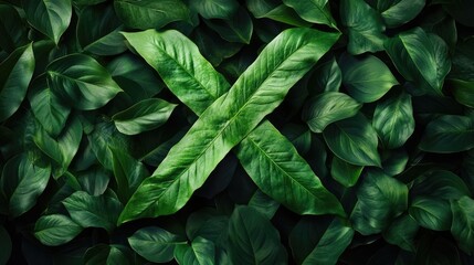 Green leaves forming the shape of the letter X representing a nature inspired concept