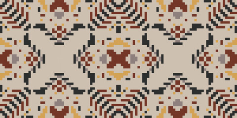 Fabric Pattern Star Islamic Patternfolk Embroidery, Aztec Geometric Ornament Print. Design for Carpet, Wallpaper, Clothing, Wrapping, Fabric