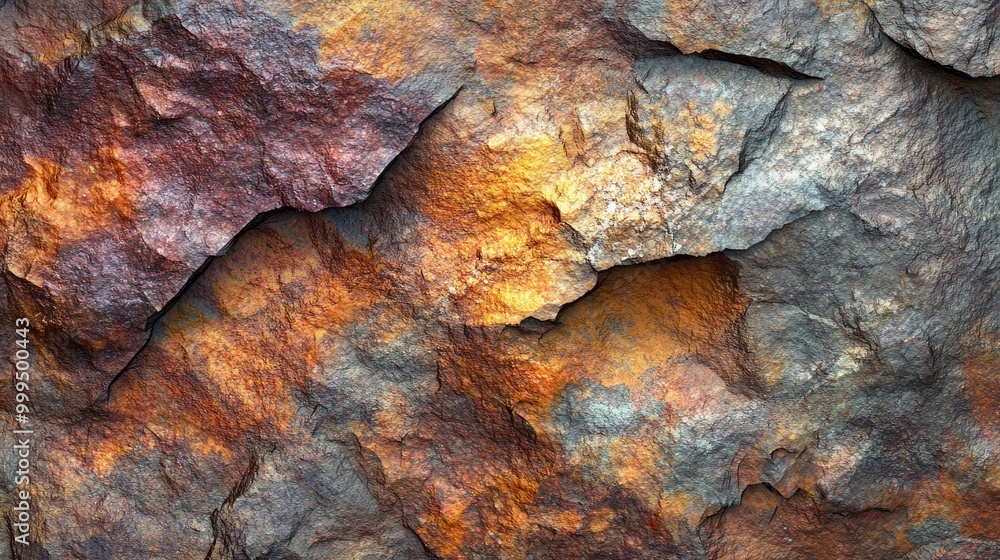 Poster rugged texture of a richly colored rock with a robust appearance ideal for use as a background eleme
