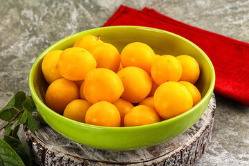 Ripe sweet juicy yellow plum