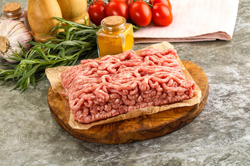 Raw uncooked red minced meat