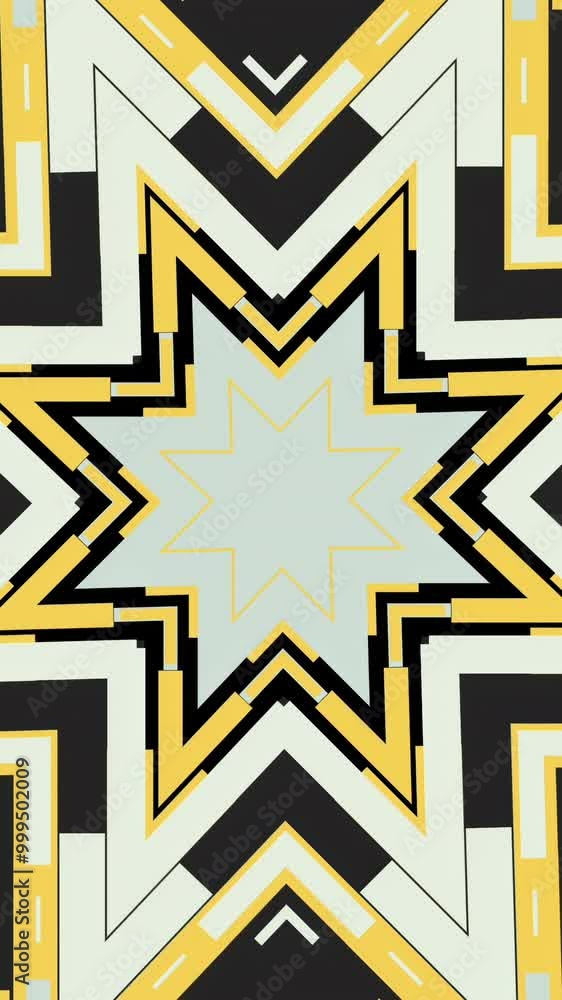 Poster colorful abstract geometrical kaleidoscope with moving patterns changing their color. animation. abs