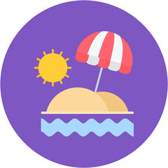 Beach Umbrella icon vector image. Can be used for Coastline.