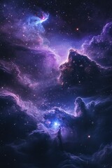 Galaxy with Stars in Purple and Blue