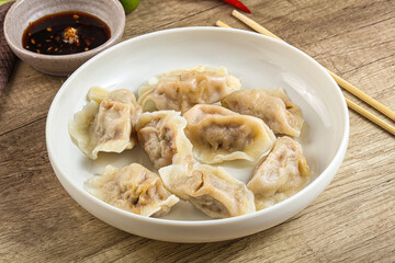 Asian steamed dumplings with meat