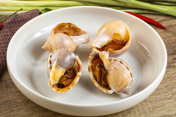 Snails baked with garlic and spices