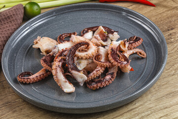 Grilled octopus tentacle sliced appetizer