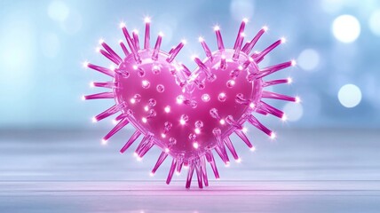Sparkling Pink Heart with Glowing Spikes