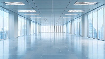 Empty floors and office buildings in the financial center. 