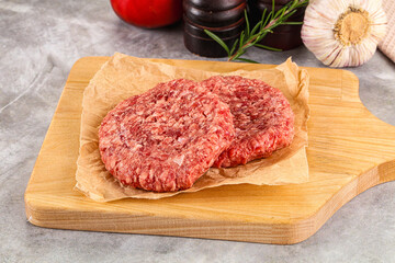 Raw round beef cutlet minced meat