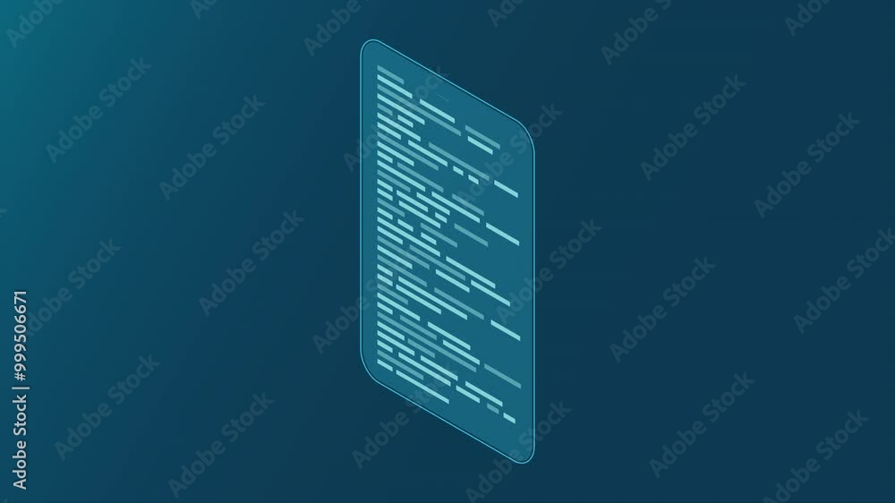Poster isometric coding screen animation. coding programming technology. programming concept. technology an