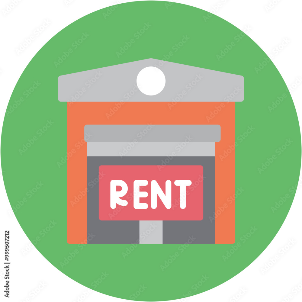 Sticker Warehouse Rental Line Icon