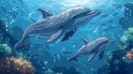Fototapeta premium Shark Swimming in Marine Environment