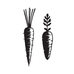 black carrot with long leaf icon ,carrot icon. Outline diet carrot vector icon for web design isolated on white background