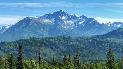 Majestic Mountain Peaks with Lush Forest