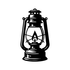 vintage oil lantern or kerosene lamp vector.