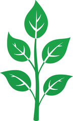 Green Leaf Branch Icon for Eco-Friendly and Natural Designs