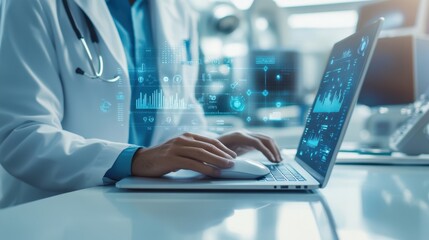 The Doctor Using Laptop Effectively