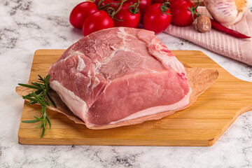Raw pork meat piece for cooking