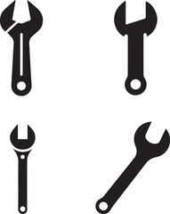 silhouette of clean vector wrench isolated on white background 