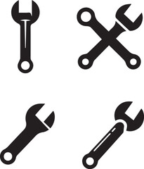 Silhouette Set of Wrenches – Vector Illustration