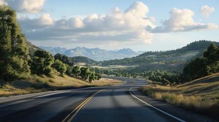 Rural highway with scenic views, minimal traffic, and expansive landscapes