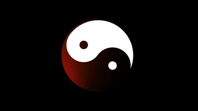 Tai-jin yin yang black ink strokes animated on black background full hd