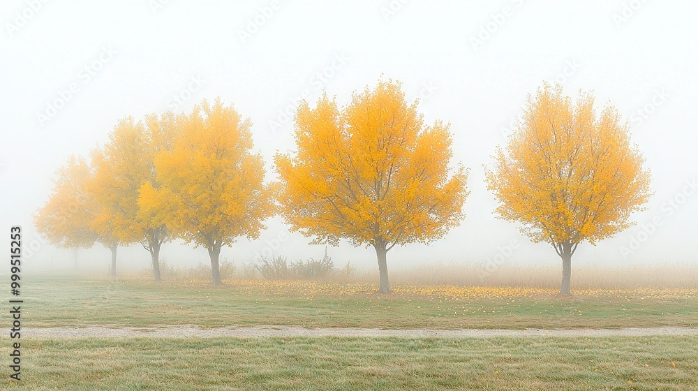 Poster a field with trees on both sides
