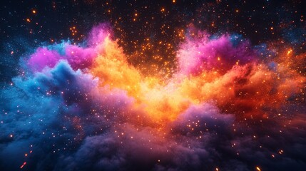 Obraz premium Colorful Abstract Explosion, a vibrant 3D illustration showcasing dynamic colors and shapes, creating an energetic and captivating visual experience.