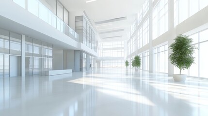 Interior hall of modern style building selective focus