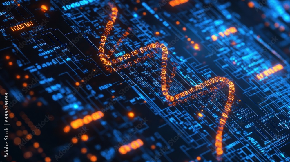 Poster digital code flowing through circuitry