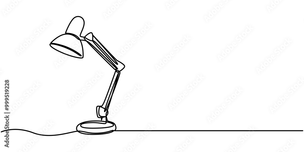 Poster table lamp isolated on white background. one line continuous interior lamp vector illustration. outl