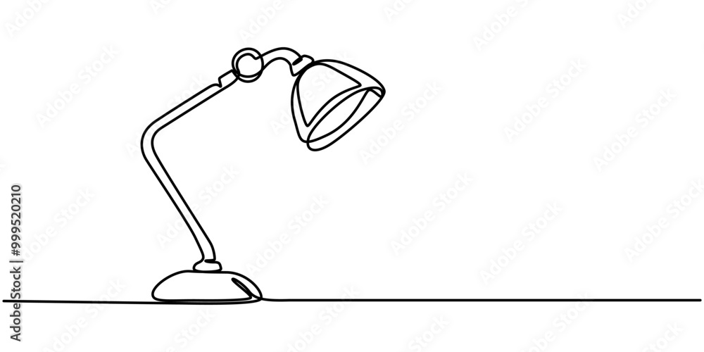 Poster table lamp isolated on white background. one line continuous interior lamp vector illustration. outl