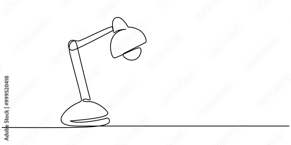 Aufkleber table lamp isolated on white background. one line continuous interior lamp vector illustration. outl