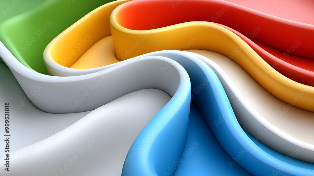 Poster colorful swirls of smooth material create a vibrant abstract design showcasing dynamic shapes and fl