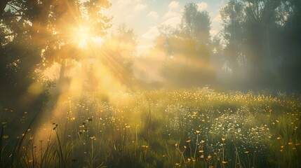 Naklejka premium sunny morning , beautiful landscape