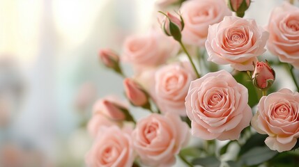 A beautiful arrangement of delicate pink roses, perfect for adding romance and charm to any space or occasion.