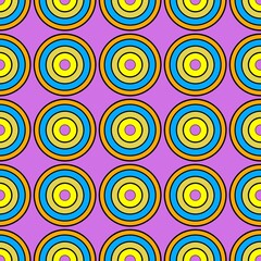 seamless pattern with many colorful circles on pink backbroun