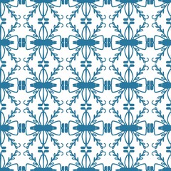 dark blue line seamless floral pattern
