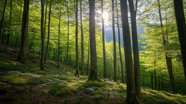 Spring foliage of woodland