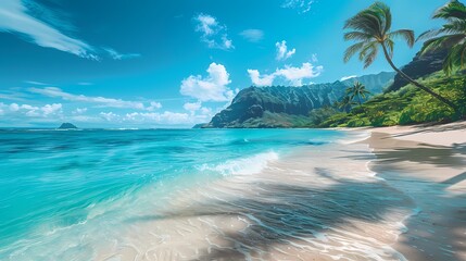 Tropical Beach Paradise with Palm Trees