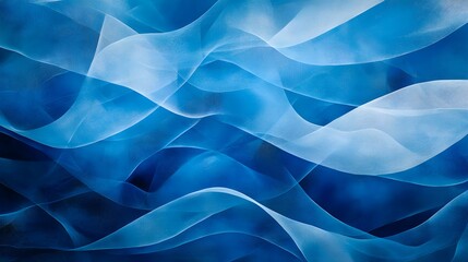 Fototapeta premium Layers of abstracted shapes in various shades of blue, creating depth 